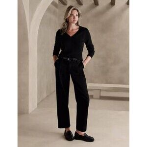 New Banana Republic Jeans Size 4 Mid Rise Straight Pleated Retro 4-pocket Black